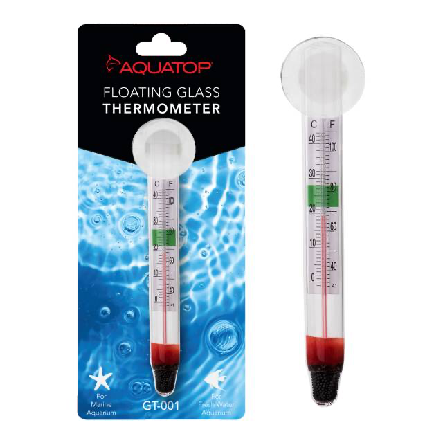 Aquatop Floating Glass Aquarium Thermometer with Suction Cup Mount