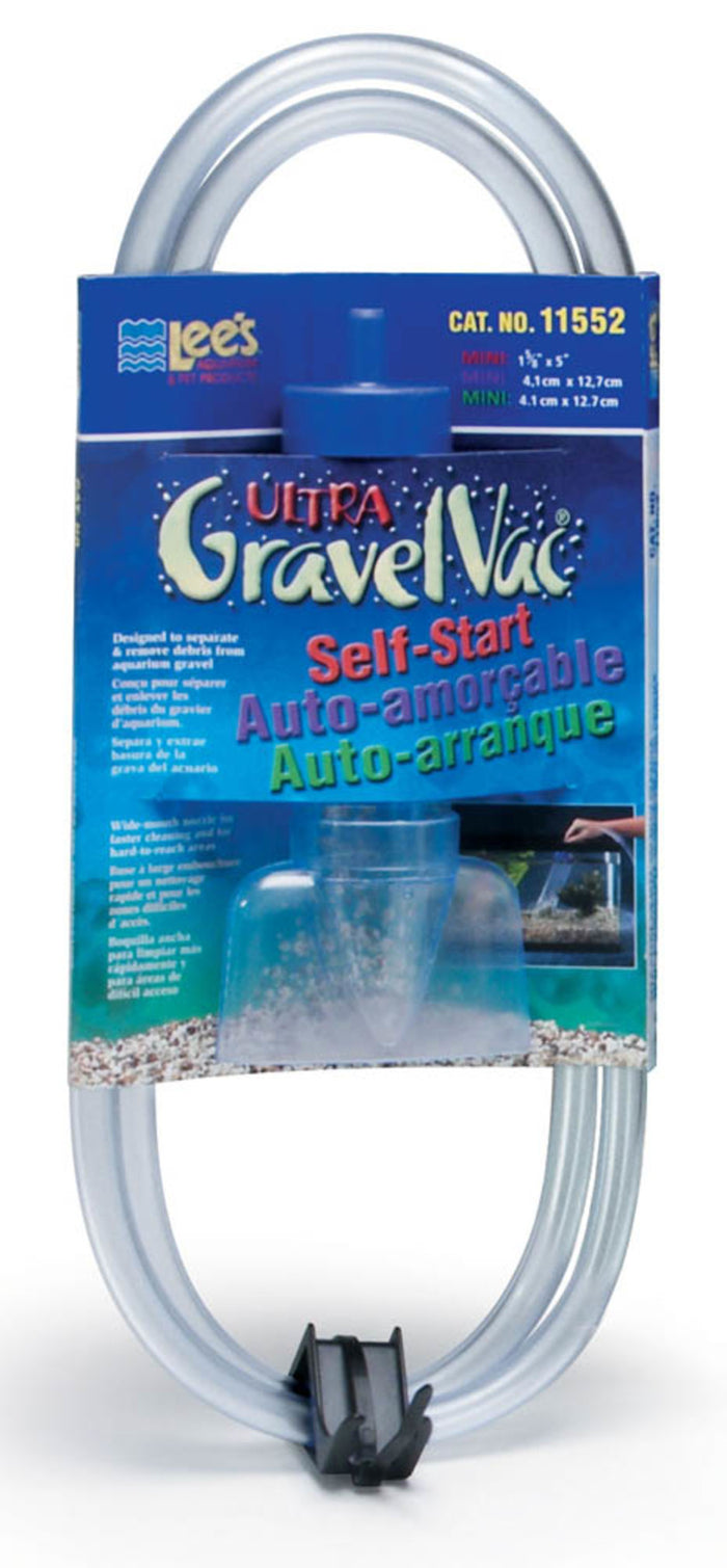 Lee's Aquarium & Pet Products Ultra GravelVac Self-Start Gravel Vacuum Cleaner with Nozzle & Clip