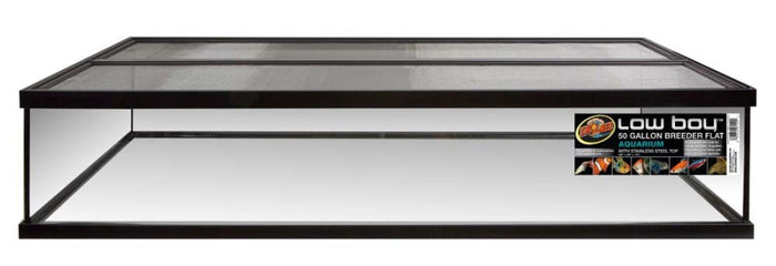 Zoo Med Low Boy Breeder Flat Aquarium Tank with Stainless Steel Screen Top